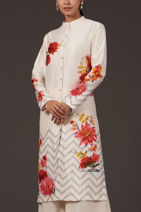 Buy Balance By Rohit Bal Ivory Chanderi Embroidery Mandarin Floral Digital Print Tunic And Palazzo Set Online at Aza Fashions Buy_Balance By Rohit Bal_Ivory Chanderi Embroidery Mandarin Floral Digital Print Tunic And Palazzo Set _Online_at_Aza_Fashions