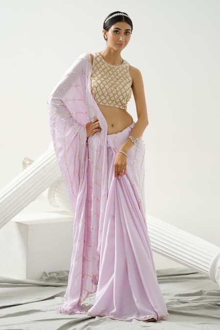 Tamaraa By Tahani Caprice Sequin Embroidered Saree With Blouse 