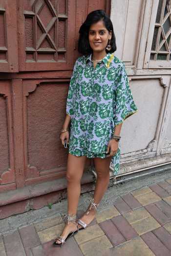 Jodi_Purple Modal Embroidery Collared Lilac Flower Hand Block Print Shirt_Online_at_Aza_Fashions