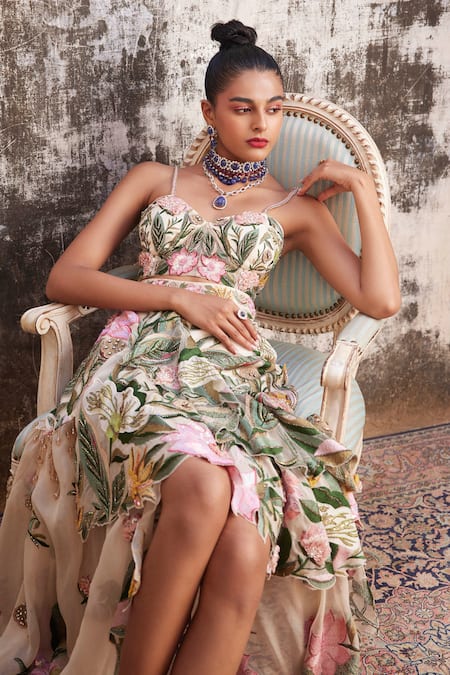 Varun Bahl Swarovski Embroidered Skirt & Corset Set 