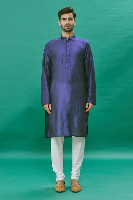 Rng Safawala_Blue Silk Sequins Embroidered Achkan Set_Online_at_Aza_Fashions