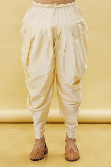 Arihant Rai Sinha_Yellow Silk Embroidery Placket Kurta Patiala Set _at_Aza_Fashions