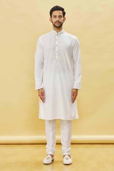 Arihant Rai Sinha Off White Cotton Embroidery Solid Straight Kurta Churidar Set Online at Aza Fashions Arihant Rai Sinha_Off White Cotton Embroidery Solid Straight Kurta Churidar Set _Online_at_Aza_Fashions
