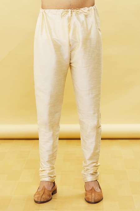 Arihant Rai Sinha_Sky Blue Silk, Cotton Embroidery Paisley Placket Kurta Churidar Set _at_Aza_Fashions