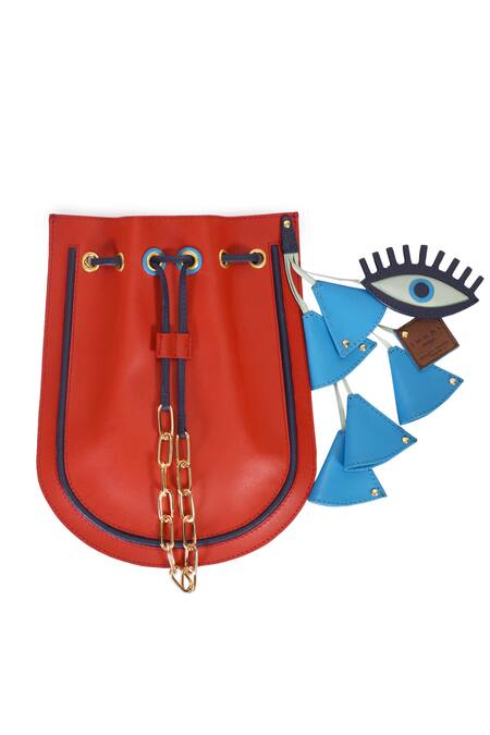 Shop Immri Red Evil Eye Embroidered Potli Bag Online at Aza Fashions Shop_Immri_Red Evil Eye Embroidered Potli Bag _Online_at_Aza_Fashions
