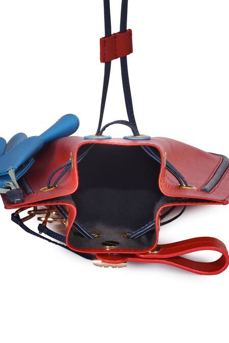 Immri Red Evil Eye Embroidered Potli Bag at Aza Fashions Immri_Red Evil Eye Embroidered Potli Bag _at_Aza_Fashions