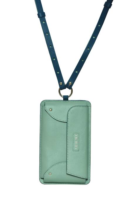 Immri_Green Embroidered Mobile Batua _at_Aza_Fashions