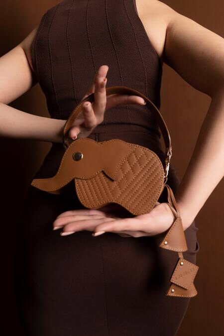 Buy Immri Brown Hathi Elephant Shaped Batua Bag Online at Aza Fashions Buy_Immri_Brown Hathi Elephant Shaped Batua Bag _Online_at_Aza_Fashions