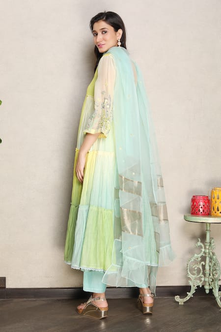 Falguni.Foram Placket Embroidered Anarkali Pant Set 