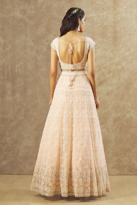 Keerthi Kadire Hand Embroidered Pink Bridal Lehenga Set 