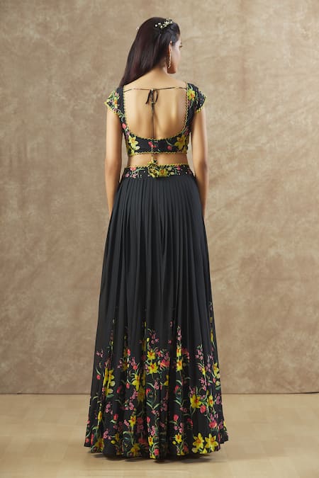 Keerthi Kadire Floral Pattern Blouse & Lehenga Set 