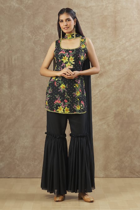 Keerthi Kadire Floral Print Kurta Sharara Set 