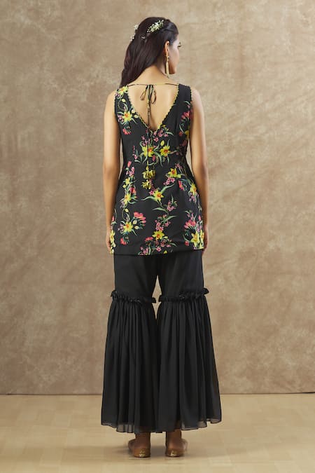 Keerthi Kadire Floral Print Kurta Sharara Set 