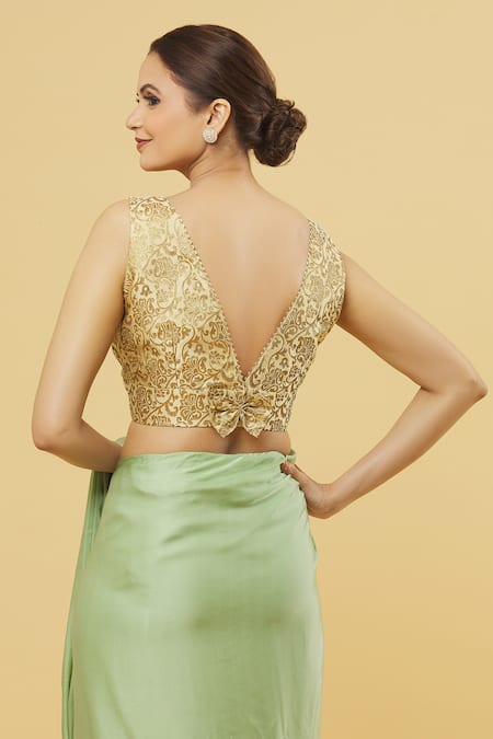 Samyukta Singhania Floral Pattern Gota Embroidered Blouse 