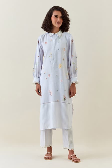 Anantaa by Roohi Printed Shirt Collar Kurta & Pant Set 