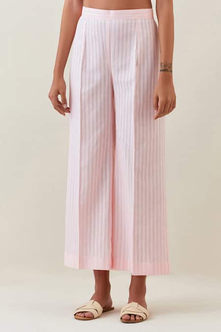 Anantaa By Roohi_Pink Cotton Botanical Pattern Kurta And Pant Set _Online_at_Aza_Fashions