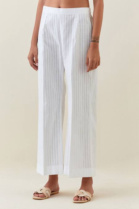 Anantaa By Roohi White Cotton Bandeau Neck, Botanical Print Jacket Pant Set Online at Aza Fashions Anantaa By Roohi_White Cotton Bandeau Neck, Botanical Print Jacket Pant Set _Online_at_Aza_Fashions