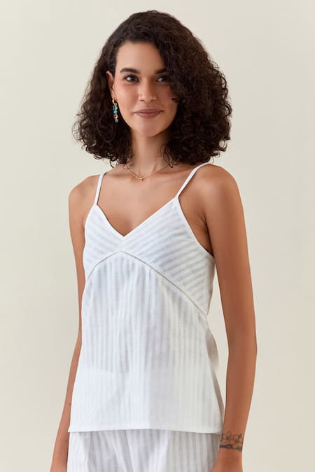 Shop Anantaa By Roohi White Cotton Bandeau Neck, Botanical Print Jacket Pant Set Online at Aza Fashions Shop_Anantaa By Roohi_White Cotton Bandeau Neck, Botanical Print Jacket Pant Set _Online_at_Aza_Fashions