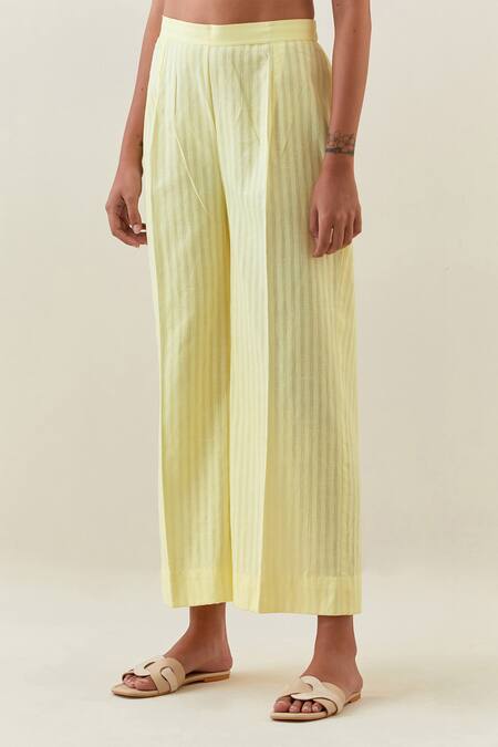 Anantaa By Roohi Yellow Cotton Embroidery V-neck Printed Jacket Pant Set Online at Aza Fashions Anantaa By Roohi_Yellow Cotton Embroidery V-neck Printed Jacket Pant Set _Online_at_Aza_Fashions