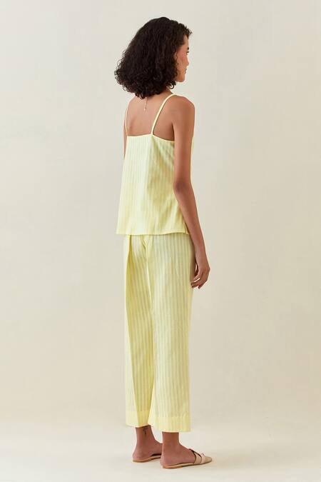 Buy Anantaa By Roohi Yellow Cotton Embroidery V-neck Printed Jacket Pant Set Online at Aza Fashions Buy_Anantaa By Roohi_Yellow Cotton Embroidery V-neck Printed Jacket Pant Set _Online_at_Aza_Fashions