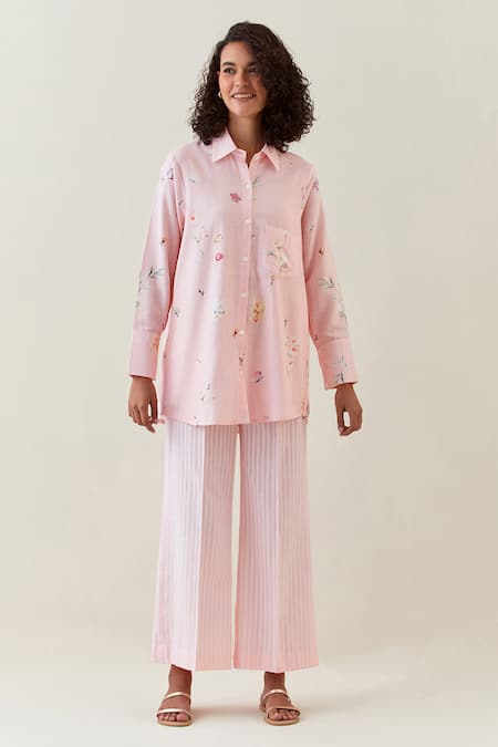 Anantaa by Roohi Botanical Pattern Shirt & Striped Pant Set 