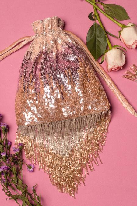 Buy_Ara Studio_Pink Embellished Sequin Potli_Online_at_Aza_Fashions