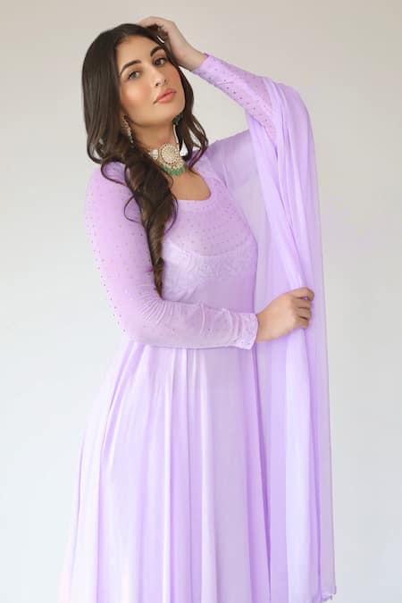 LABEL AISHWARYRIKA Dolce Chikankari Embroidered Anarkali Set 