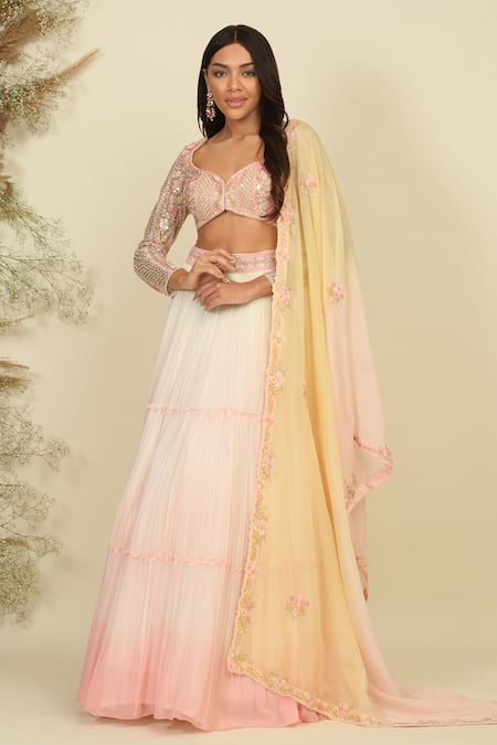 Priyanka Jain Sunset Serenade Embroidered Blouse Lehenga Set 