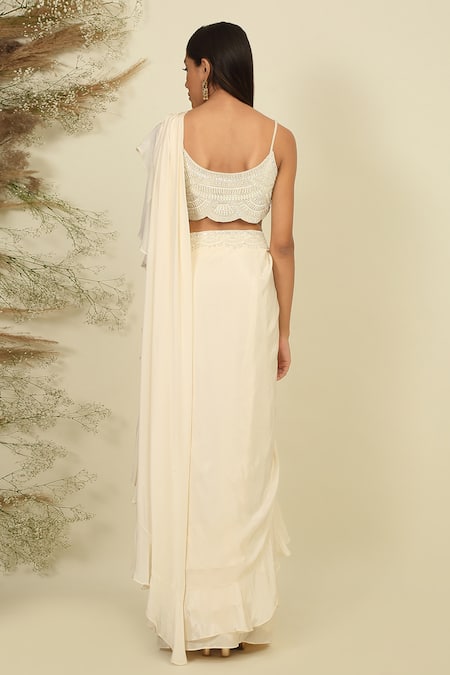 Priyanka Jain Ruffle Pre-Draped Saree With Blouse 