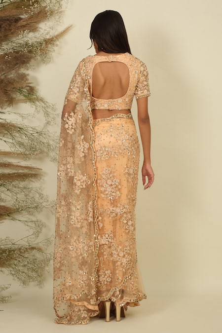 Priyanka Jain Enchanted Reverie Pre-Stitched Saree Set With Head Dupatta 