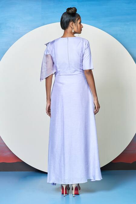 1999ad By Amita & Deepak Purple Organza Tassels Round Neck Elodie Thread Embroidered Yoke Tunic Online at Aza Fashions 1999ad By Amita & Deepak_Purple Organza Tassels Round Neck Elodie Thread Embroidered Yoke Tunic _Online_at_Aza_Fashions