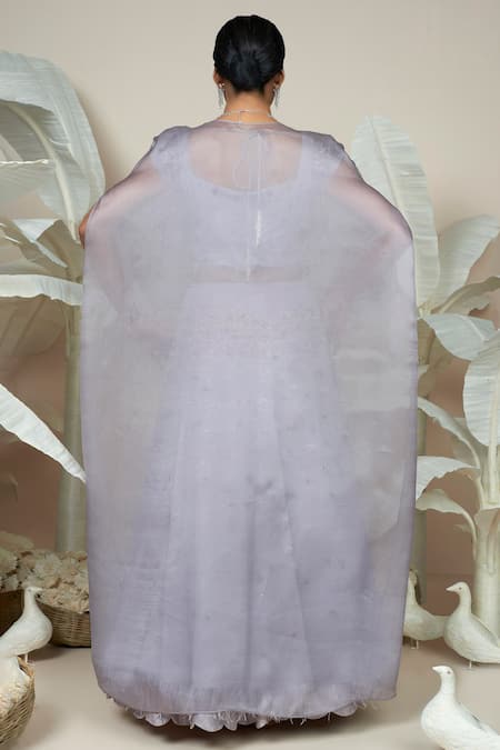 1999ad By Amita & Deepak Purple Georgette Cut Work Silasa Floral Butti Embroidered Lehenga Cape Set Online at Aza Fashions 1999ad By Amita & Deepak_Purple Georgette Cut Work Silasa Floral Butti Embroidered Lehenga Cape Set _Online_at_Aza_Fashions