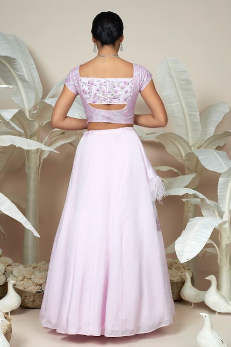 1999ad By Amita & Deepak Pink Chanderi Embroidery Freida Flower Vine Lehenga And Cape Jacket Set Online at Aza Fashions 1999ad By Amita & Deepak_Pink Chanderi Embroidery Freida Flower Vine Lehenga And Cape Jacket Set _Online_at_Aza_Fashions