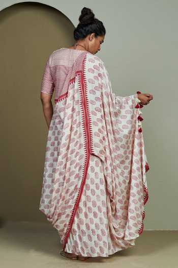 1999ad By Amita & Deepak Draped Wave Print Gown 