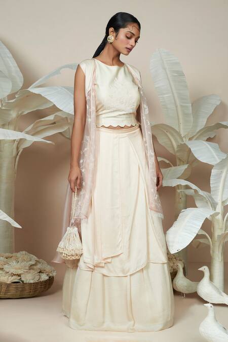 Shop 1999ad By Amita & Deepak Peach Organza Embroidery Open , Round Joy Jacket And Skirt Set Online at Aza Fashions Shop_1999ad By Amita & Deepak_Peach Organza Embroidery Open , Round Joy Jacket And Skirt Set _Online_at_Aza_Fashions