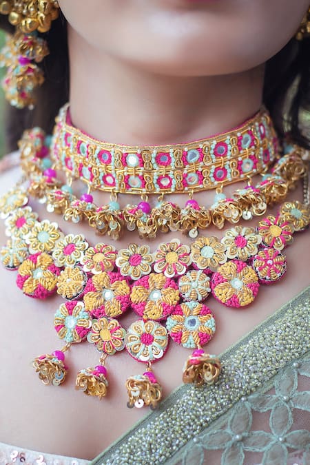 Kanyaadhan By Dhirajaayushi Mirror & Thread Embroidered Necklace Set 