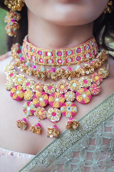 Kanyaadhan By DhirajAayushi Thread Embroidered Necklace 