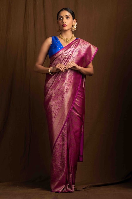Devissha Banarasi Silk Botanic Pattern Saree 