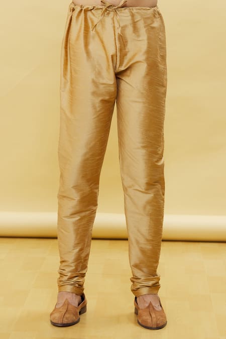 Arihant Rai Sinha_Brown Silk Embroidery Placket Straight Kurta And Churidar Set _at_Aza_Fashions