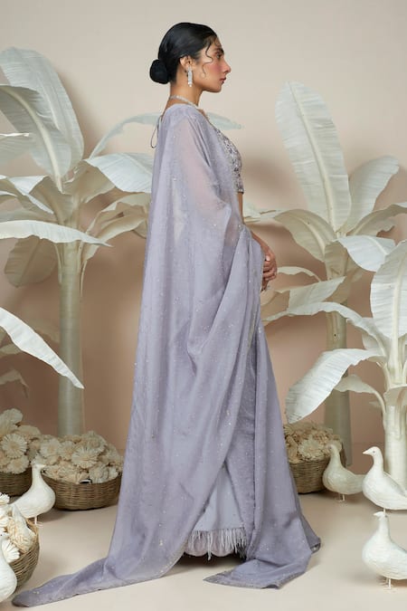 Buy 1999ad By Amita & Deepak Purple Georgette Embroidery, Beads, Cut Work Silasa Floral Butti Lehenga Set Online at Aza Fashions Buy_1999ad By Amita & Deepak_Purple Georgette Embroidery, Beads, Cut Work Silasa Floral Butti Lehenga Set _Online_at_Aza_Fashions