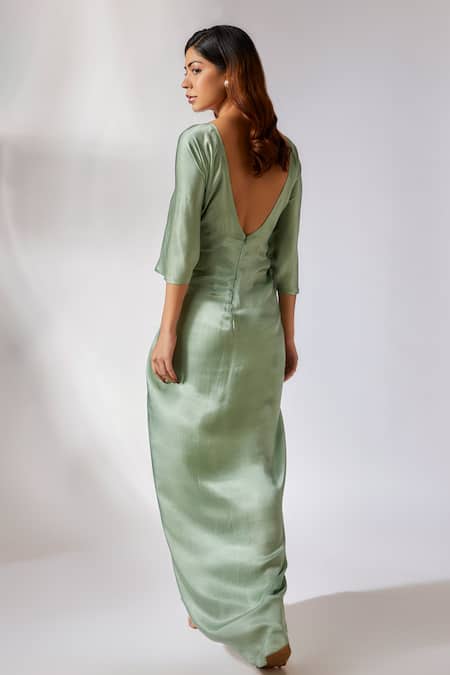 Masumi Mewawalla Gajji Silk Draped Embroidered Dress 
