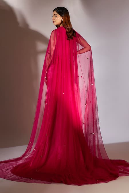 Masumi Mewawalla Embroidered Corset Gown With Cape 