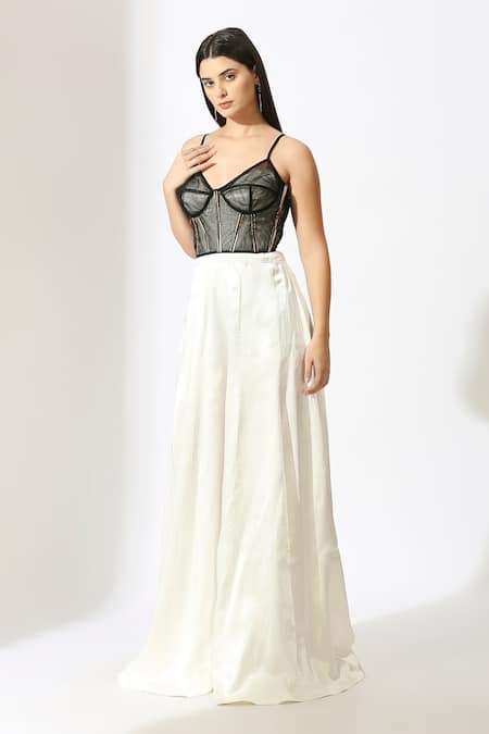 Masumi Mewawalla_White Gabardine, Silk Embroidery Sweetheart Neck Jumpsuit With Corset _Online_at_Aza_Fashions