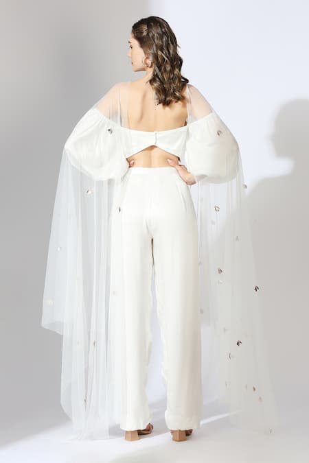 Masumi Mewawalla Embroidered Off-Shoulder Top & Pant Set 