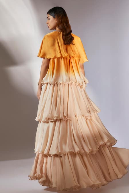 Masumi Mewawalla Ombre Ruffle Tiered Jacket Pant Set 