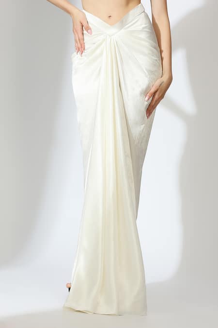 Masumi Mewawalla_Black Maheshwari Embroidery Blazer And Draped Skirt Set _at_Aza_Fashions