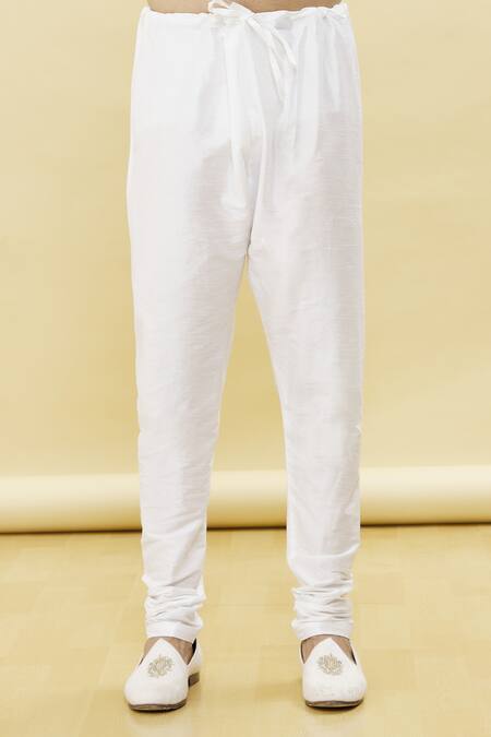 Arihant Rai Sinha_Blue Silk, Cotton Embroidery Thread Placket Kurta Set _at_Aza_Fashions