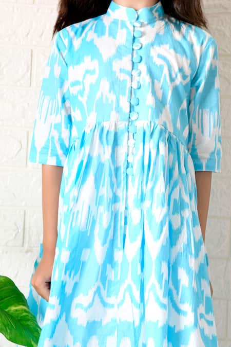 The Cotton Staple_Blue Cotton Soiree Printed Kurta With Pant _at_Aza_Fashions
