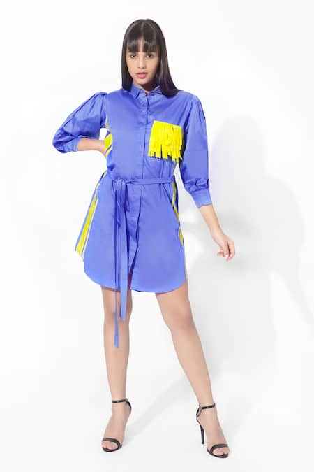 16Stitches Placement Hand Embroidered Shirt Dress 