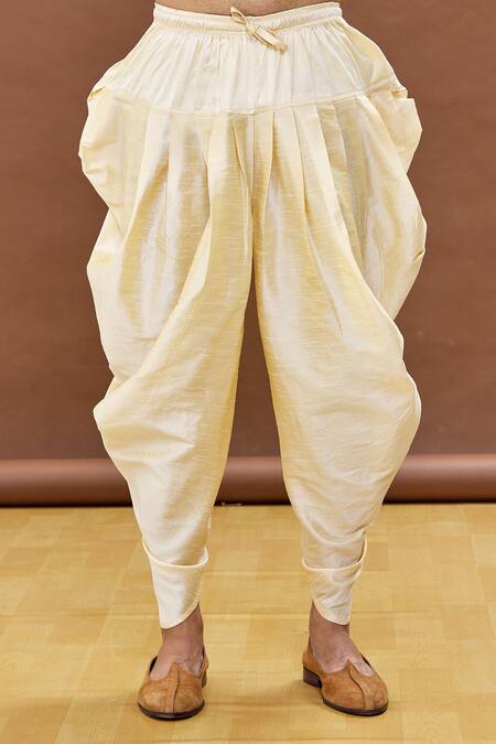 Arihant Rai Sinha_Gold Silk Embroidery Mandarin Collar Floral Kurta Patiala Set_at_Aza_Fashions